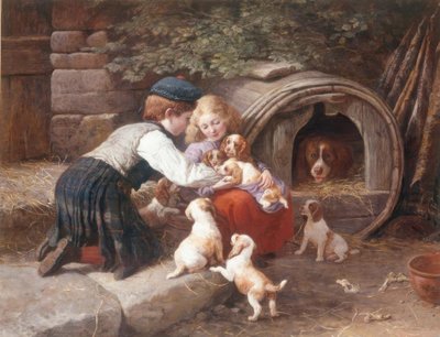 Leker med valpene av John William Bottomley