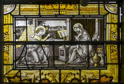Oxford, Trinity College, James Powell & Sons, John William Brown (1842-1928), The Annunciation, 1885 av John William Brown
