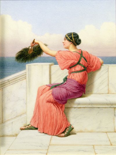 A Classical Beauty by Sea (olje på lerret) av John William Godward