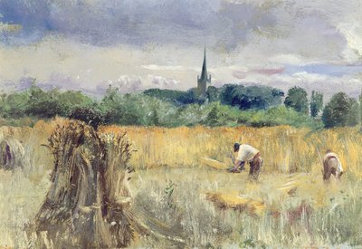 Harvest Field, Stratford-upon-Avon (olje på lerret) av John William Inchbold