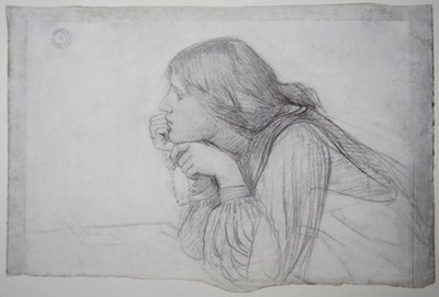 Studie av en kvinneskikkelse med rosenkrans av John William Waterhouse