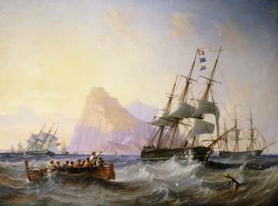 British Men O"-krigen utenfor Gibraltar, 1855 av John Wilson Carmichael
