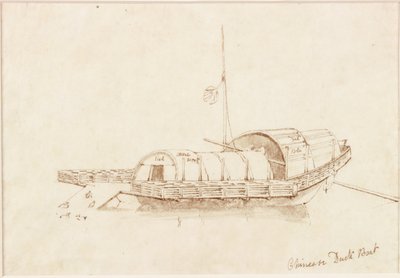 Chinese Duck Boat (blekk (spiral) på papir (på papir)) av John Wilson Carmichael