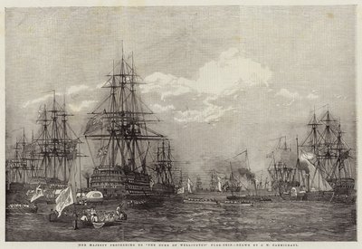 Hennes Majestet fortsetter til flaggskipet The Duke of Wellington av John Wilson Carmichael