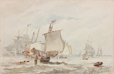 Off Hartlepool (blyant og akvarell på papir) av John Wilson Carmichael