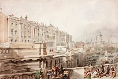 Somerset House og St Pauls fra Waterloo Bridge (kroppsfarge) av John Wilson Carmichael