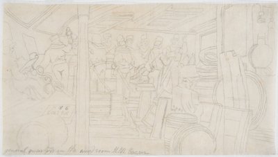 Garderoben H.M.S. Caesar (blyant på papir (sporing)) av John Wilson Carmichael