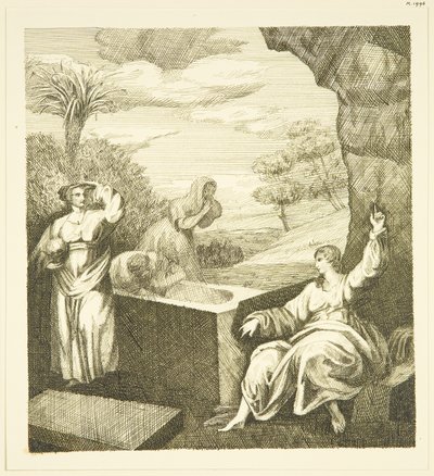Hogarths altertavle - Angel at the Tomb (penn og blekk på papir) av John Withers