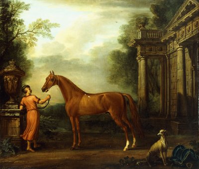 The Chestnut Arabian of Hampton Court, ca. 1726 av John Wootton