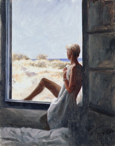 Blue Sea Dream (olje på lerretstavle) av John Worthington