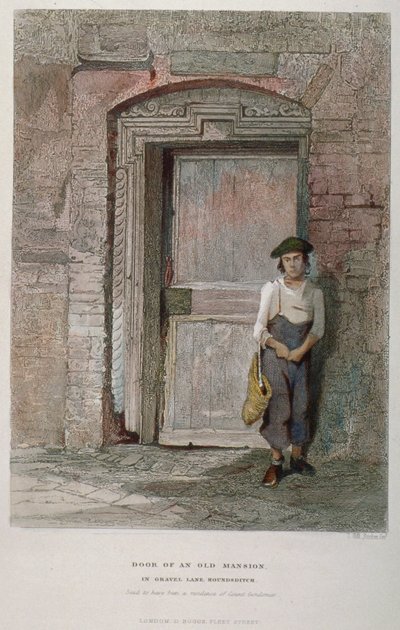 Dør til et gammelt herskapshus i Gravel Lane, City of London, 1851 av John Wykeham Archer