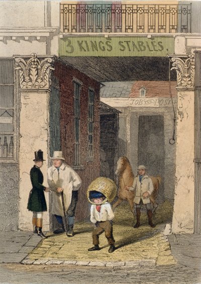 Rester av Clarendon House, Three Kings Livery Stables, Piccadilly, fra 