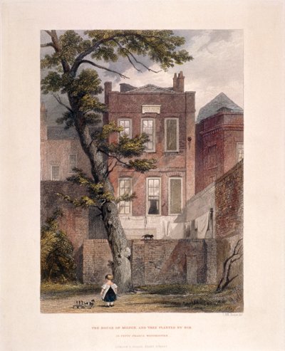 Utsikt over Miltons bolig, Petty France, Westminster, London, 1851 av John Wykeham Archer