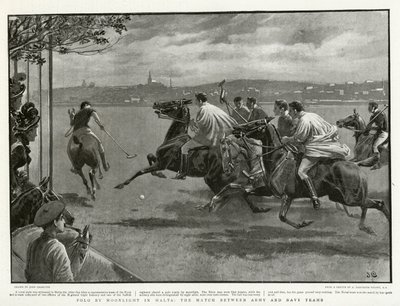 Polo by Moonlight på Malta, kampen mellom hær- og marinelag av John after Charlton