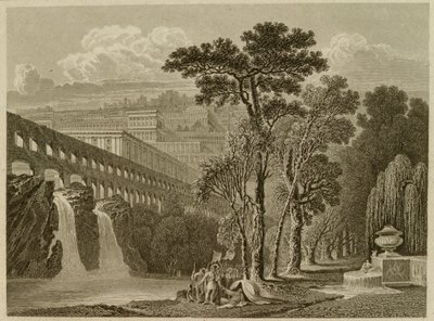 Alexander og Diogenes, gravert av Edward Francis Finden (1791-1857) av John after Martin