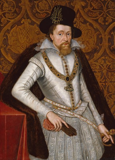 King James VI og I, ca. 1605 (olje på panel) av John de the Elder Critz