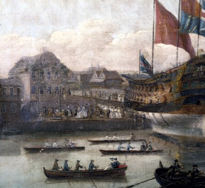 Lansering ved Deptford Dockyard, ca. 1750 (detalj av 264190) av John the Elder Cleveley