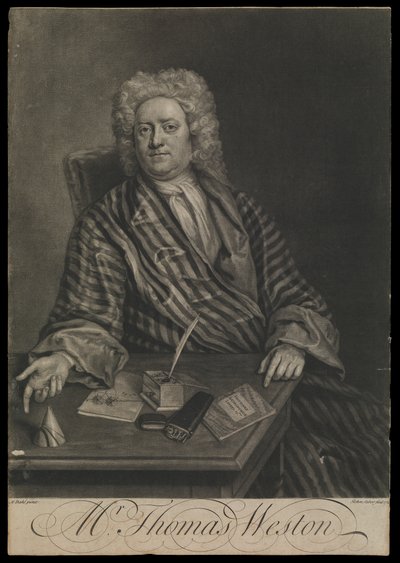 Thomas Weston, ca. 1725 (gravering, mezzotint) av John the younger Faber