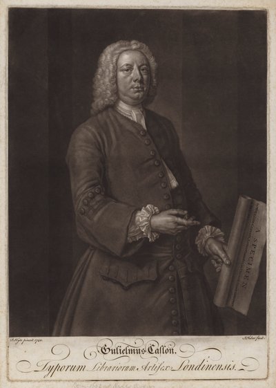 William Caslon , engelsk typograf (mezzotint) av John the younger Faber