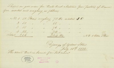 Notat fra Johnson Gardner, Crossings of Yellow Stone, 18. juli 1832 av Johnson Gardner