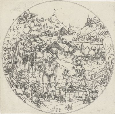 Abraham ofrer Isak Bottoms of Bowls: Landscapes with Biblical and Mythological Depictions (serietittel) av Jonas Silber
