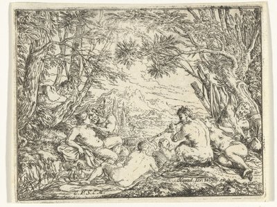 Satyrer og nymfer i en skog av Jonas Umbach