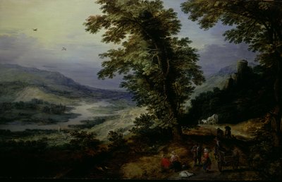 Fjellvei med reisende av Joos de Momper II