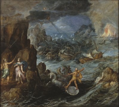 Forlis av den greske flåten på reisen hjem fra Troy, ca. 1585-90 av Joos or Josse de Momper