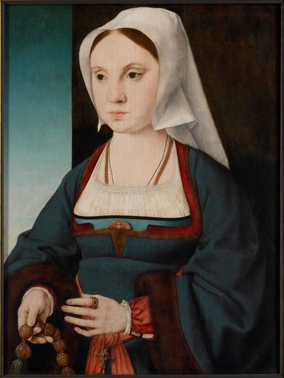 Portrett av en ung dame med rosenkrans, 1514-1519. av Joos van Cleve