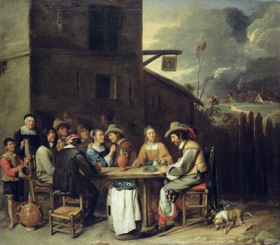 Ledsager karuserer foran en taverna, 1640-50 av Joos van Craesbeeck