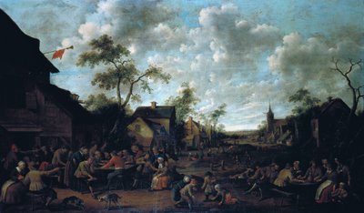 Bønder fester i en landsby, 1661 av Joost Cornelisz. Droochsloot