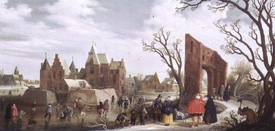 Skatere i et vinterlandskap av Joost Cornelisz. Droochsloot