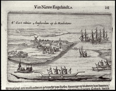 Utsikt over New Amsterdam, 1626-28 (kobberstikk) av Joost Hartgers