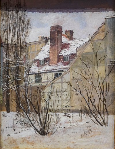 Del av Thybergs hage ved Dronningens Tværgade, Vinterstudiet av Jorgen Roed