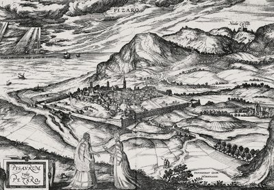 Byen Pesaro, gravering av Joris Hoefnagel (1542-1601) av Joris Hoefnagel