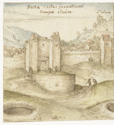 Stengt port til slottet (Alhambra) i Granada av Joris Hoefnagel