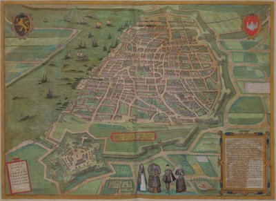 Kart over Antwerpen, fra "Cities of the World" av Georg Braun (1541-1622) og Frans Hogenburg (1535-90), ca. 1572 av Joris Hoefnagel