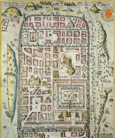 Kart over Jerusalem og området rundt, fra 