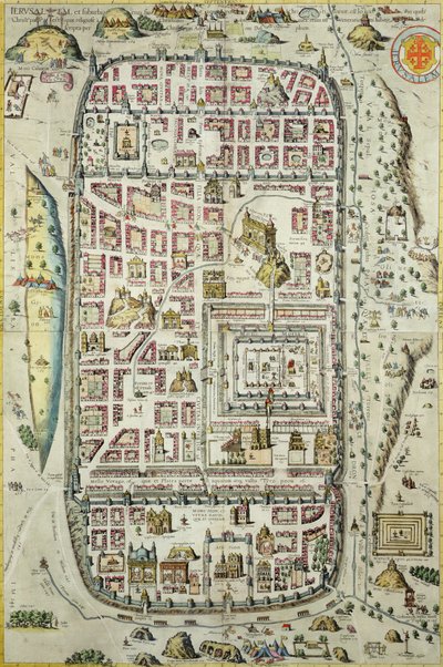 Kart over Jerusalem og området rundt, fra 