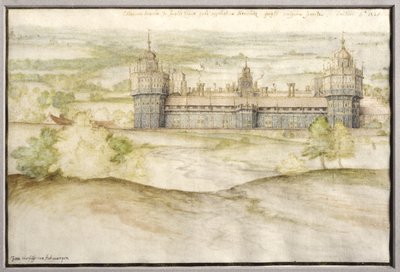 Utsikt over Nonsuch Palace i Surrey, 1567-8 av Joris Hoefnagel