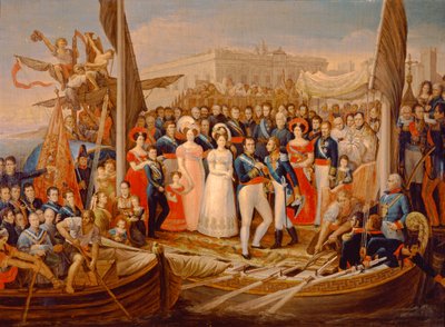 Ferdinand VII går i land i havnen i Santa Maria, 1800-tallet av José Aparicio