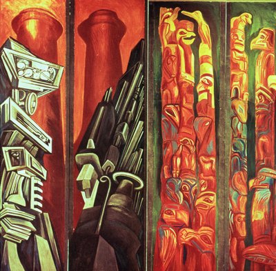 Dekorativt panel III, fra The Epic of American Civilization av José Clemente Orozco