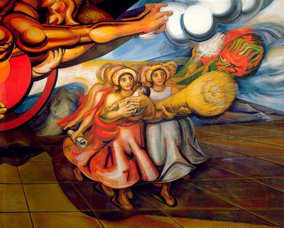 Meksikanske kvinner, med barna sine og produktene av deres arbeid, marsjerer for å kreve rettighetene deres, fra syklusen "Det meksikanske folket krever sosial sikkerhet" (fresco) av José Clemente Orozco