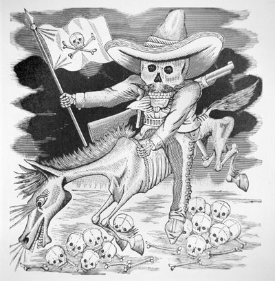 Zapatista-hodeskalle, ca. 1910 (gravering) av José Guadalupe Posada