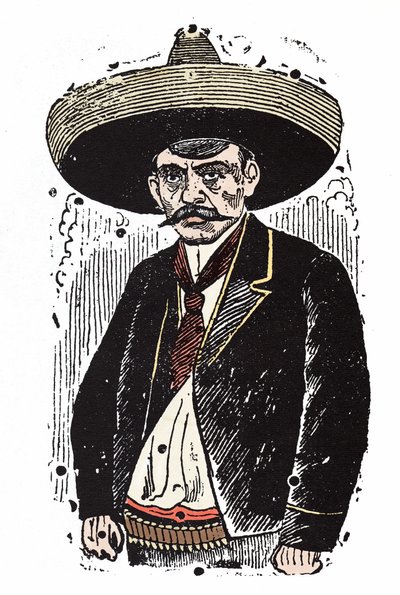 Emiliano Zapata (1880-1919), meksikansk revolusjonær. Xylografi av Jose Guadalupe Posada (1852-1913). av José Guadalupe Posada
