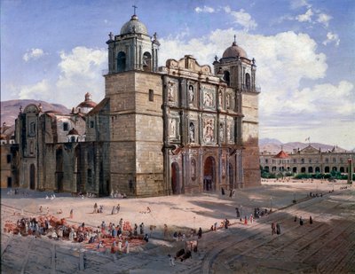 Utsikt over katedralen i Oaxaca, Mexico (maleri av José María Velasco