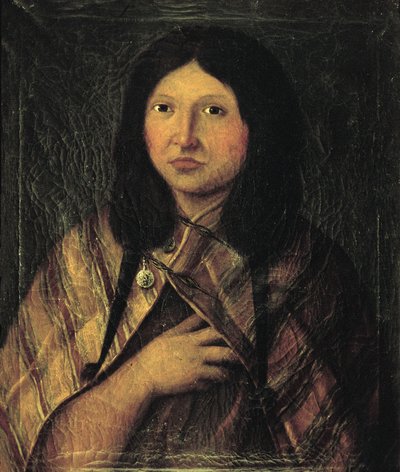 Portrett av en indisk kvinne fra Patagonia, tegning laget under Alessandro Malaspinas ekspedisjon til Sør-Amerika ca. 1791 (tegning) av José del Pozo
