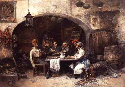Et oppmerksomt publikum (olje på panel) av Jose Benlliure y Gil