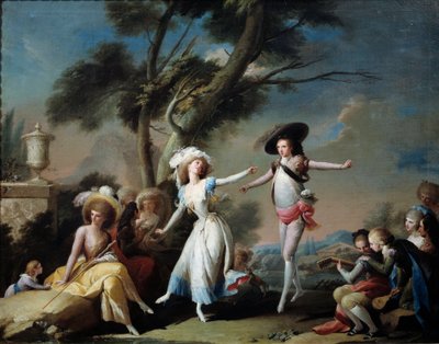 Par i en park. Maleri av Jose Camaron Y Boronat (1730-1803) av Jose Camaron
