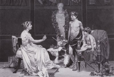 Cornelia, mor til Gracchi (litho) av Jose Garnelo y Alda